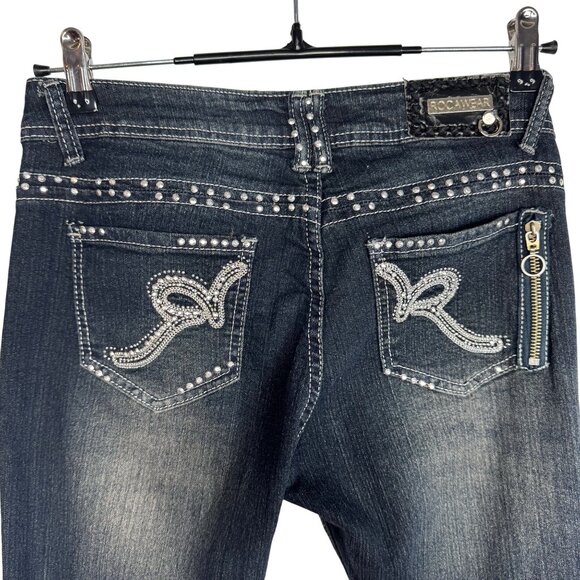 Rocawear‎ Womens Studded Letter R Dark Wash Denim Skinny Jeans Size 3 - Picture 2 of 10